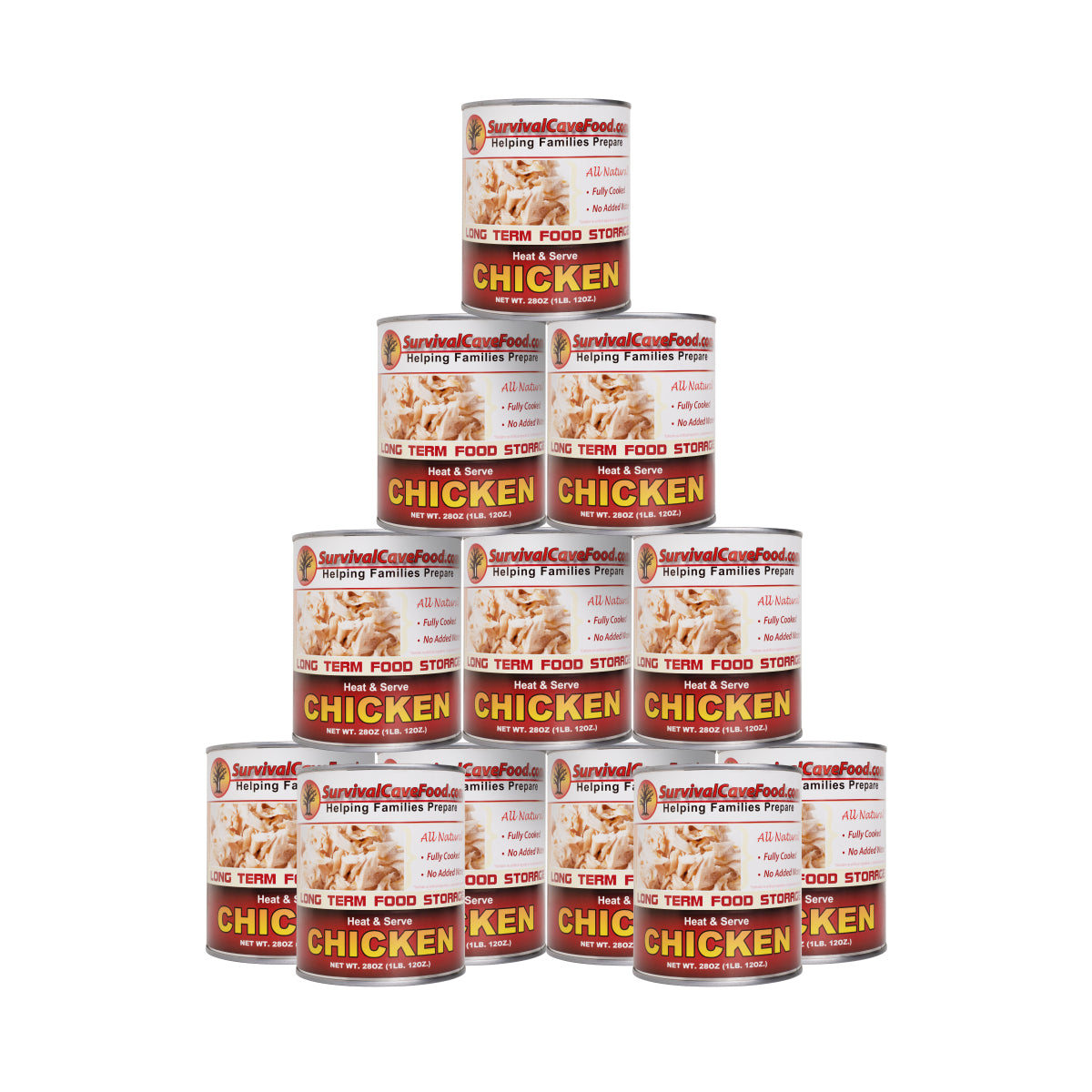 Survival Cave Chicken 12 – 28 oz Cans – Ready to Eat Canned Meat