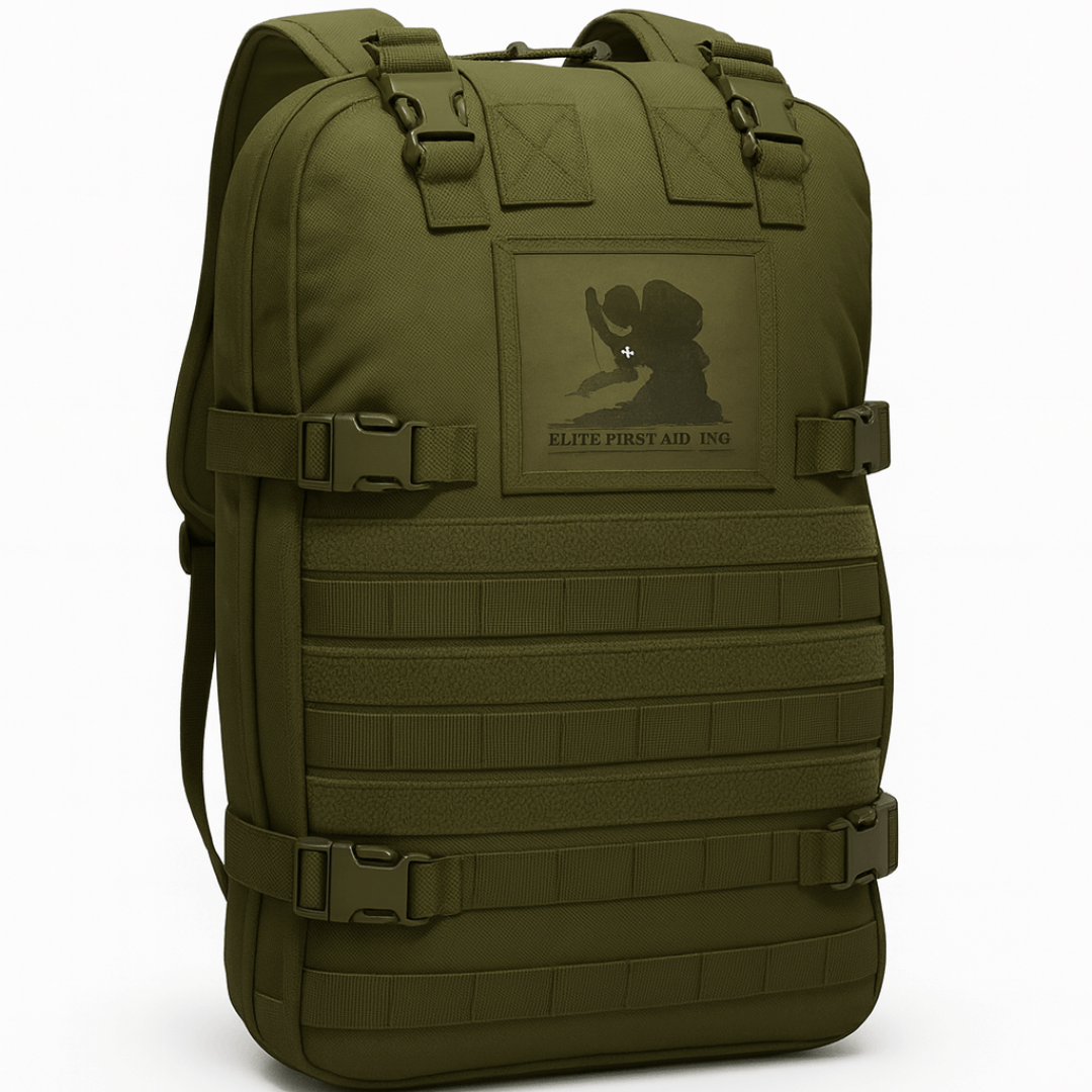 STOMP Medical Backpack fully stocked with 300+ professional-grade medical supplies in a MOLLE-compatible tactical design