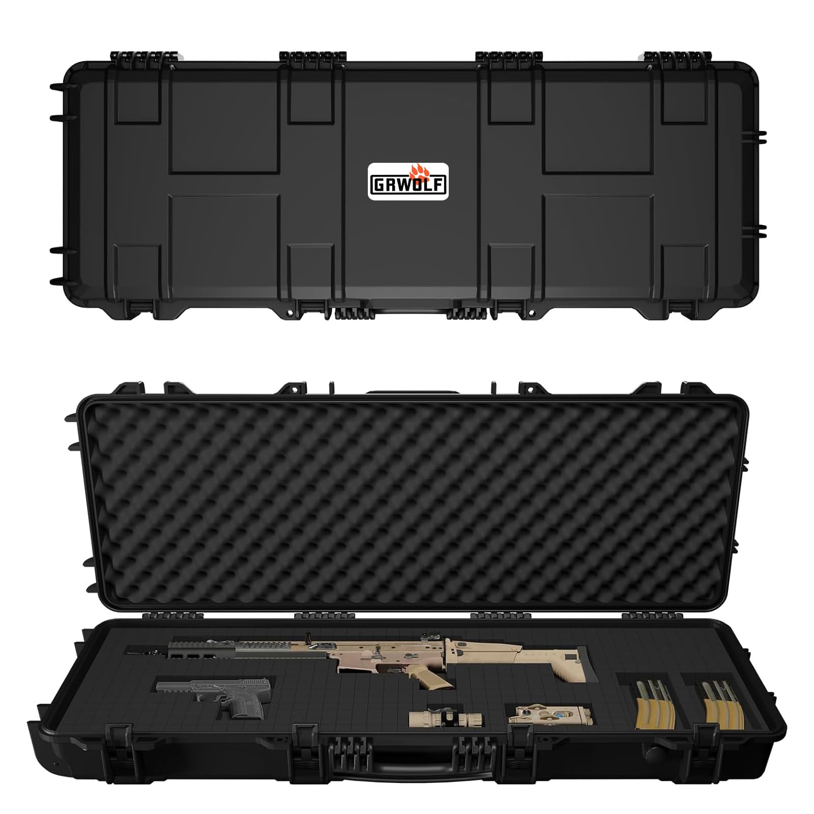 GRWOLF Rifle Case Mil-Spec 3 Layer Pick and Pluck Cube Foam (42.9 × 15.5 × 6.5")