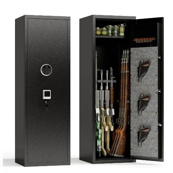Large Biometric Gun Safe with 3 Pistol Pouches & Adjustable Stand