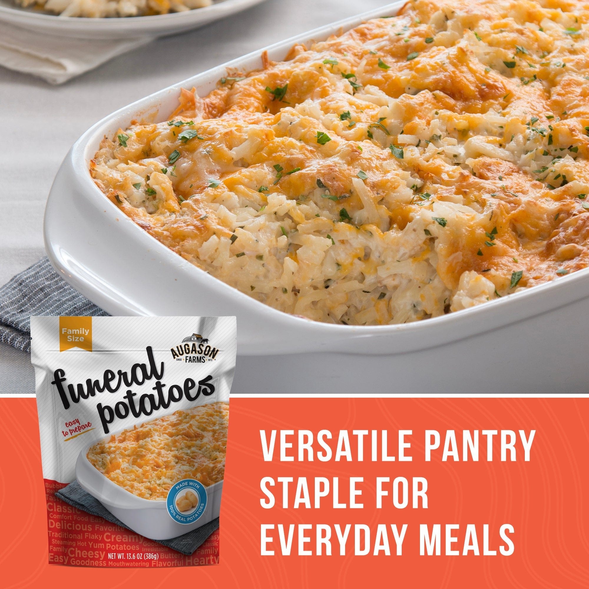 Augason Farms Funeral Potatoes Pouch, Cheesy Potato Casserole, 12 Servings Funeral Potatoes Cheesy Casserole Pouch - 12 Servings