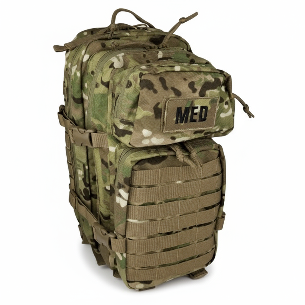 General Purpose First Aid Backpack with 70 professional emergency supplies in weather-resistant MOLLE design