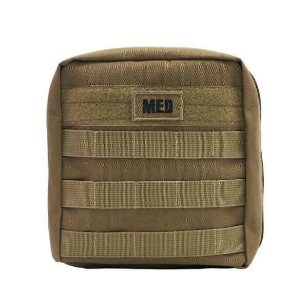 Compact first aid kit with pressure dressing and burn care, MOLLE-compatible pouch for roadside and outdoor emergencies