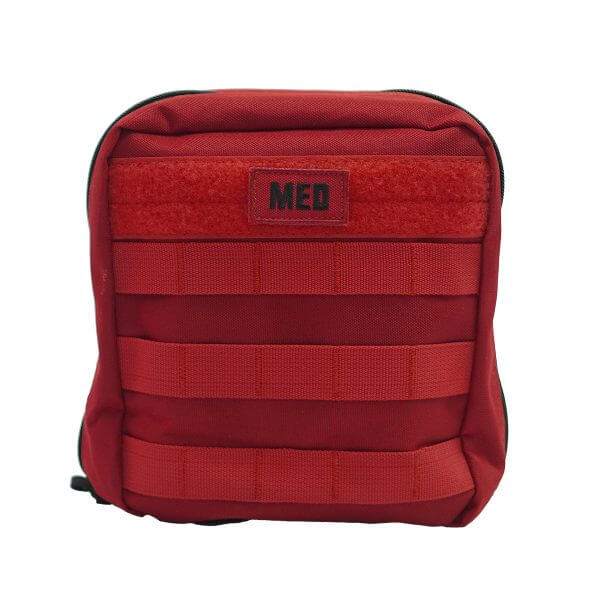 Compact general purpose first aid kit with pressure dressing, burn care, and MOLLE-compatible pouch for vehicle and outdoor emergencies