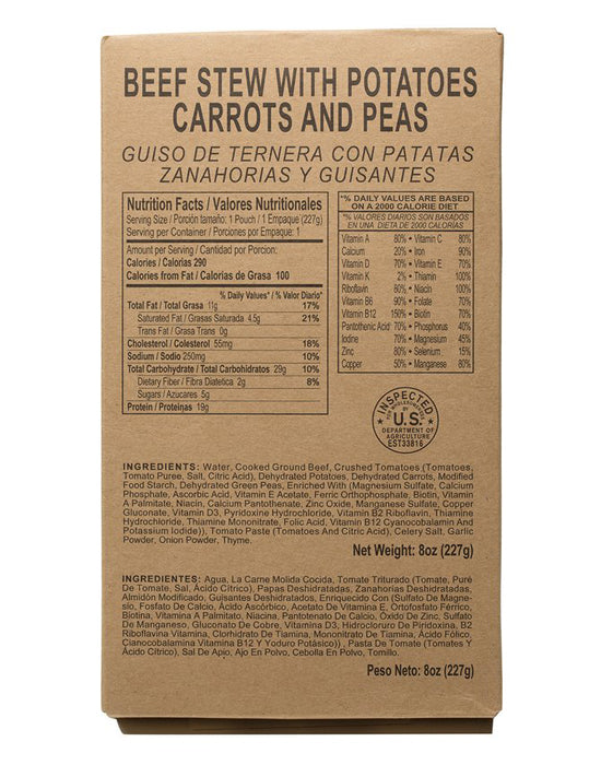 MRE Case Pack with Heaters (12 meals - 1,100 to 1,300 calories per meal)