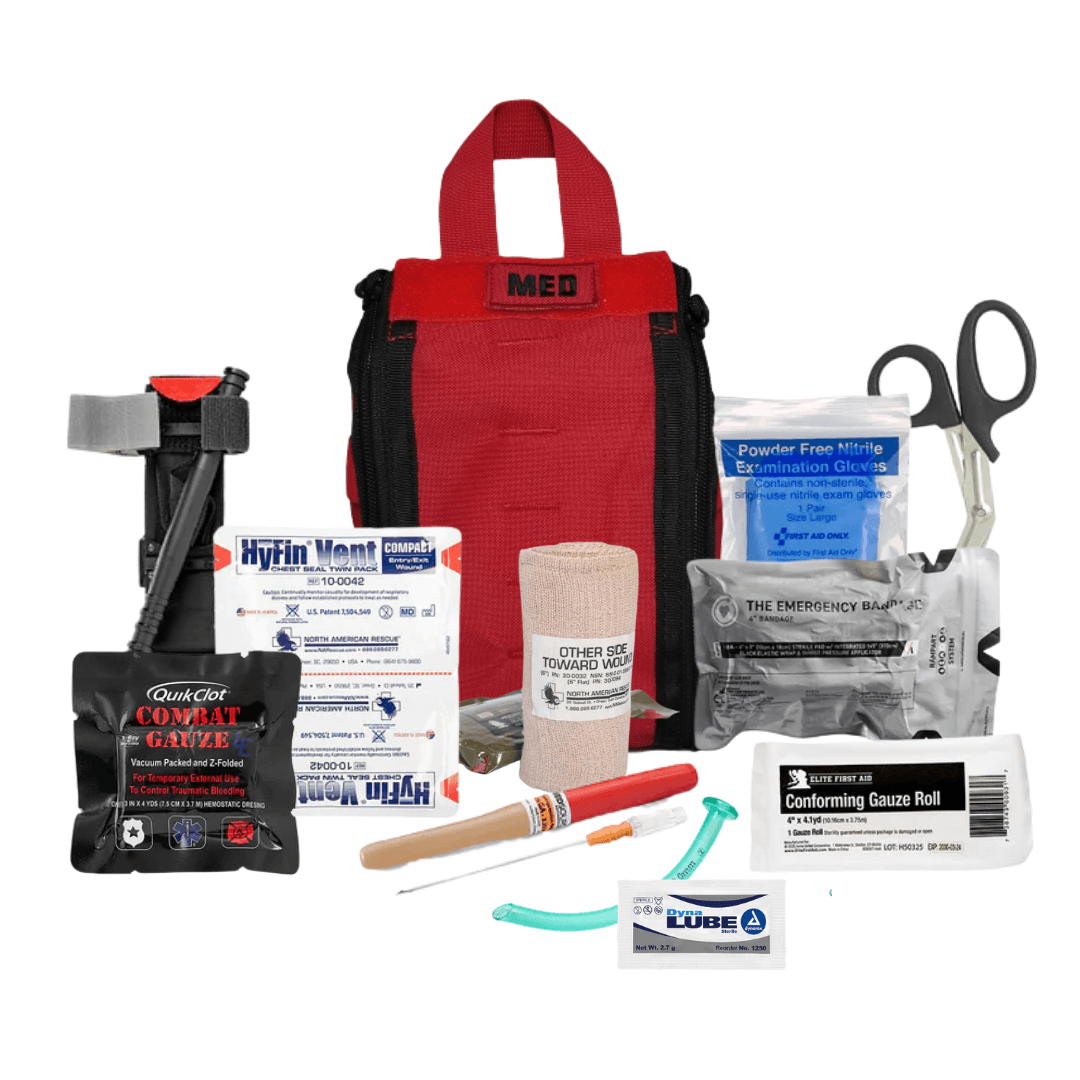 Compact Trauma Kit with CAT Tourniquet for law enforcement and first responders on duty belt or plate carrier