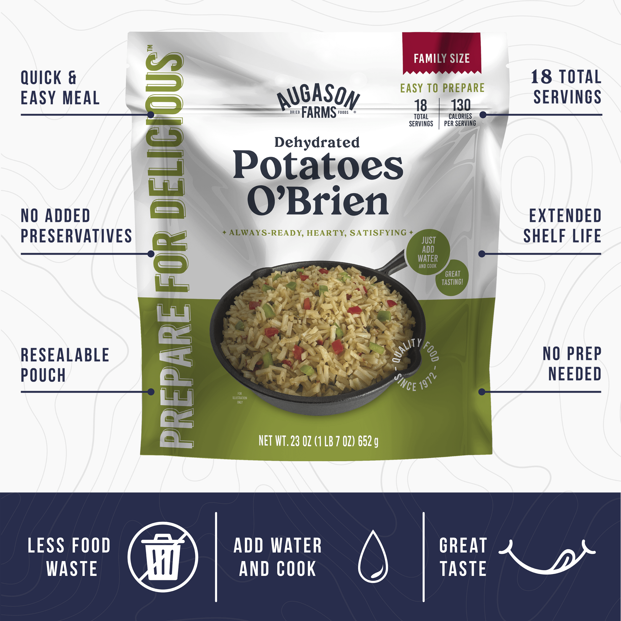 Potatoes O'Brien Family Size Pouch, 18 Servings