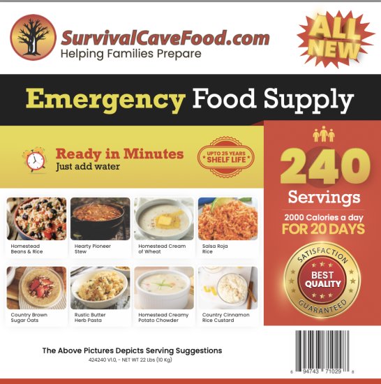 Survival Cave Ultimate 240-Serving Emergency Meal Kit | 25-Year Shelf Life | High-Calorie Survival Food Made in USA (Copy)