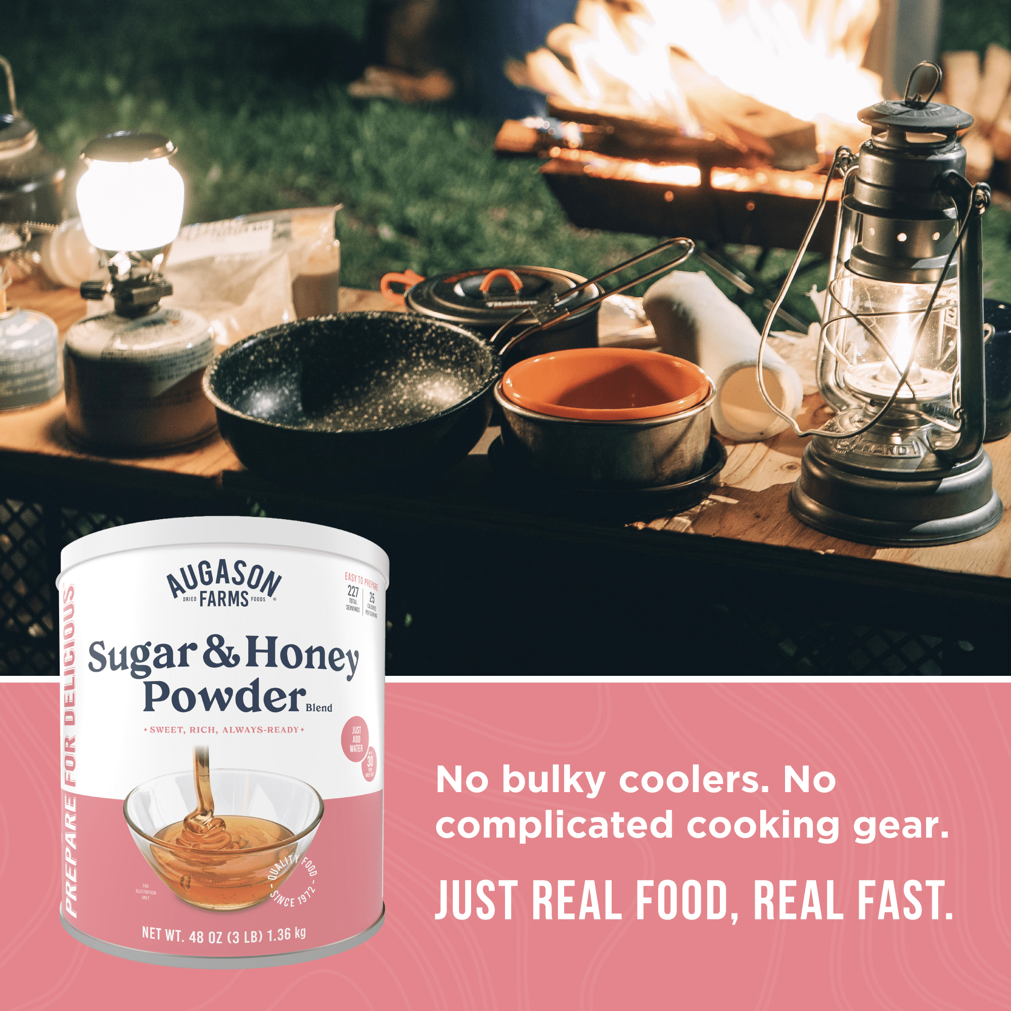 Augason Farms Sugar & Honey Powder Blend Can with 227 Servings made from 100% natural honey